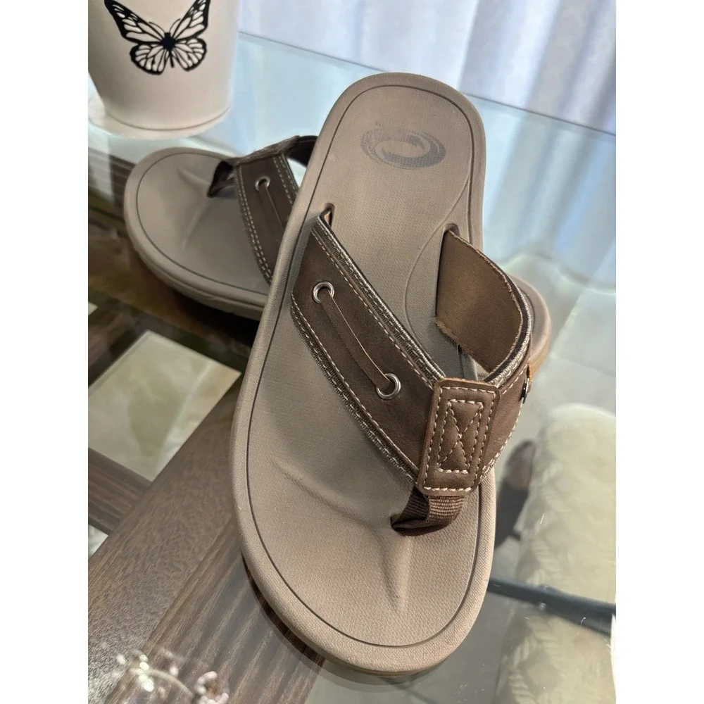Orthofeet Men's Brown Comfort Orthopedic Flip Flop Sandals Size 7